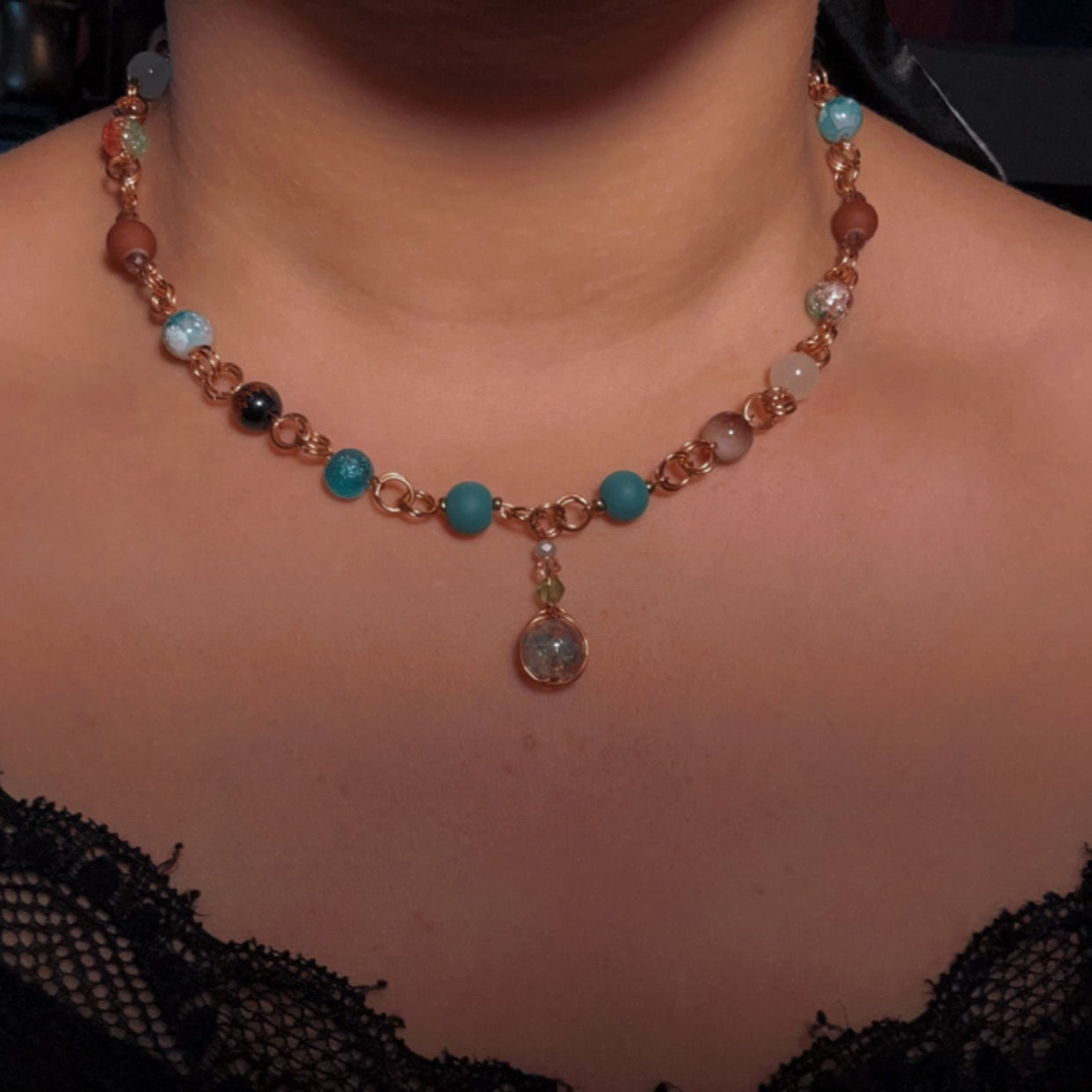 Neutral Rainforest Cluster Necklace