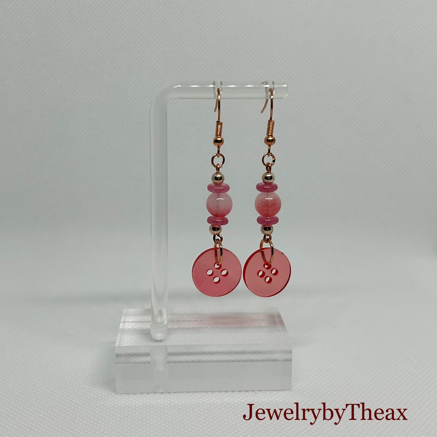 Short Vintage Button Dangle Earrings