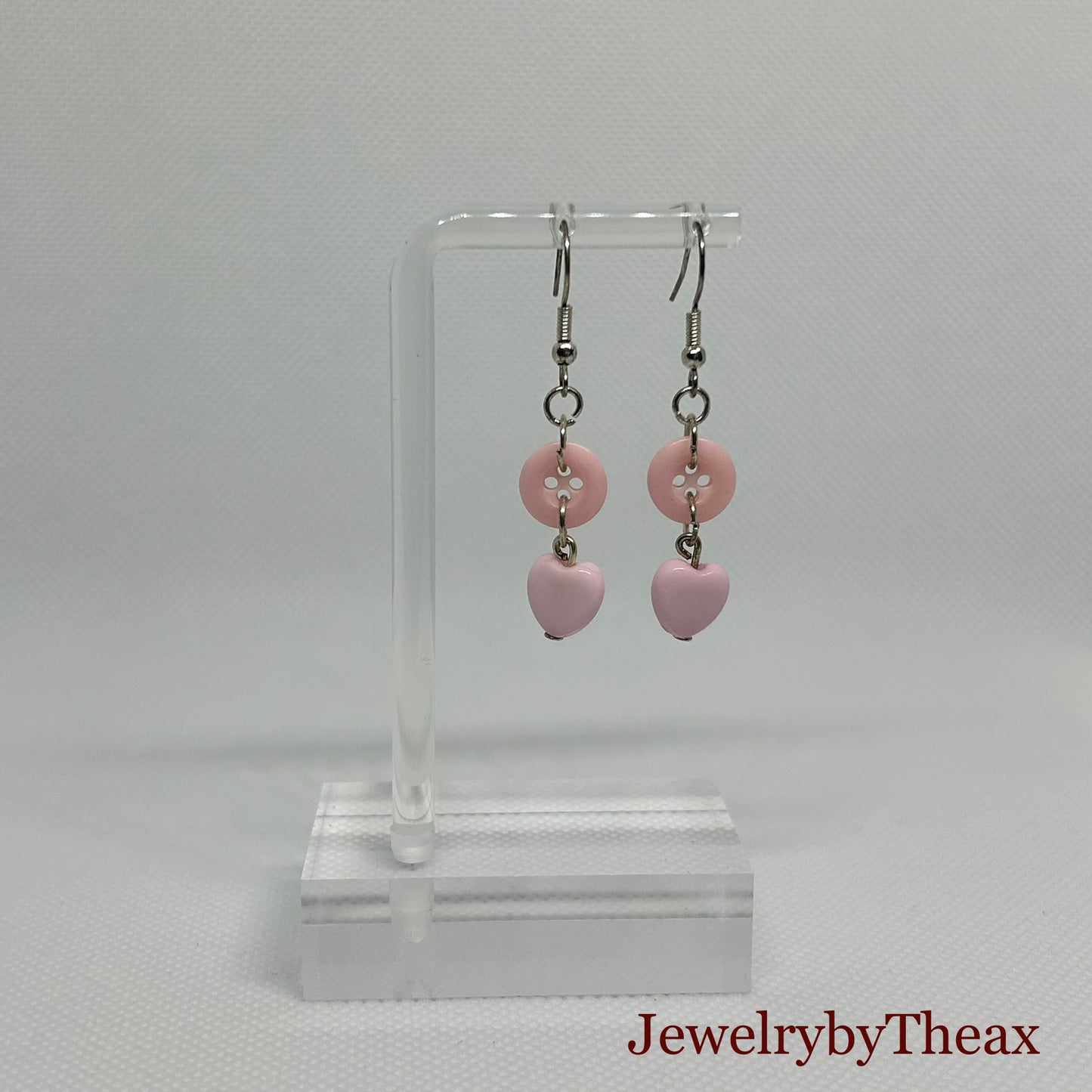 Short Vintage Button Dangle Earrings