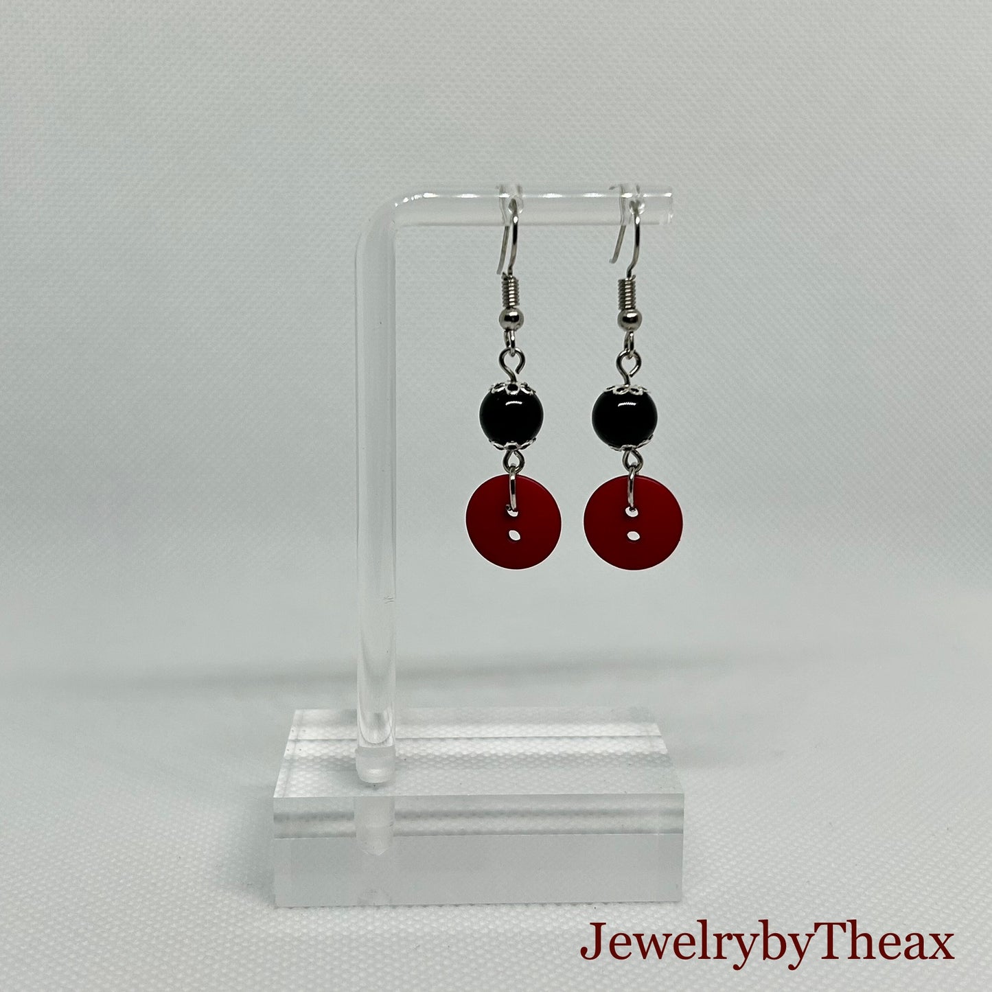 Short Vintage Button Dangle Earrings