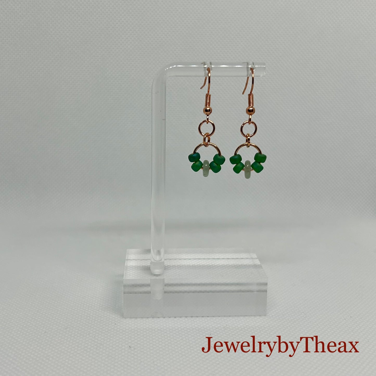 Glass Bead and Crystal Ring Dangle Earrings