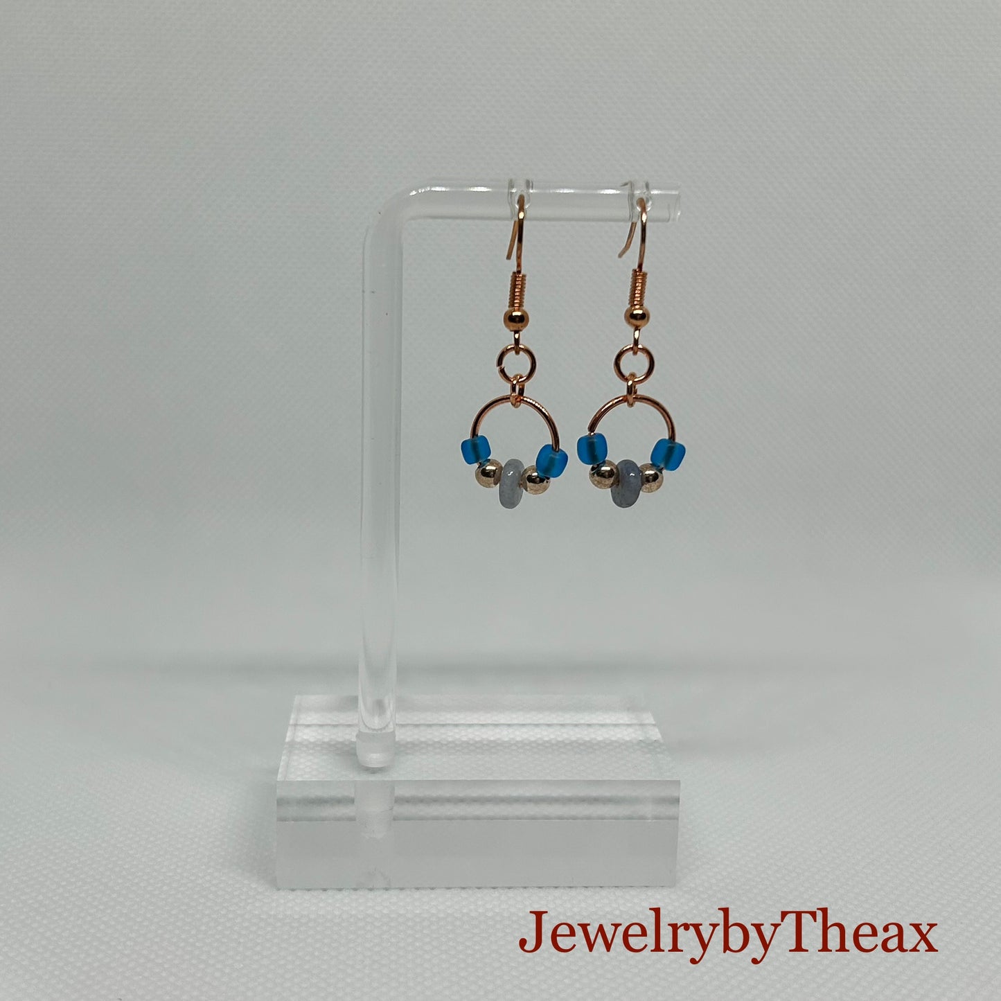 Glass Bead and Crystal Ring Dangle Earrings