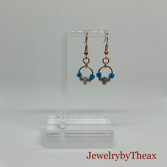 Glass Bead and Crystal Ring Dangle Earrings