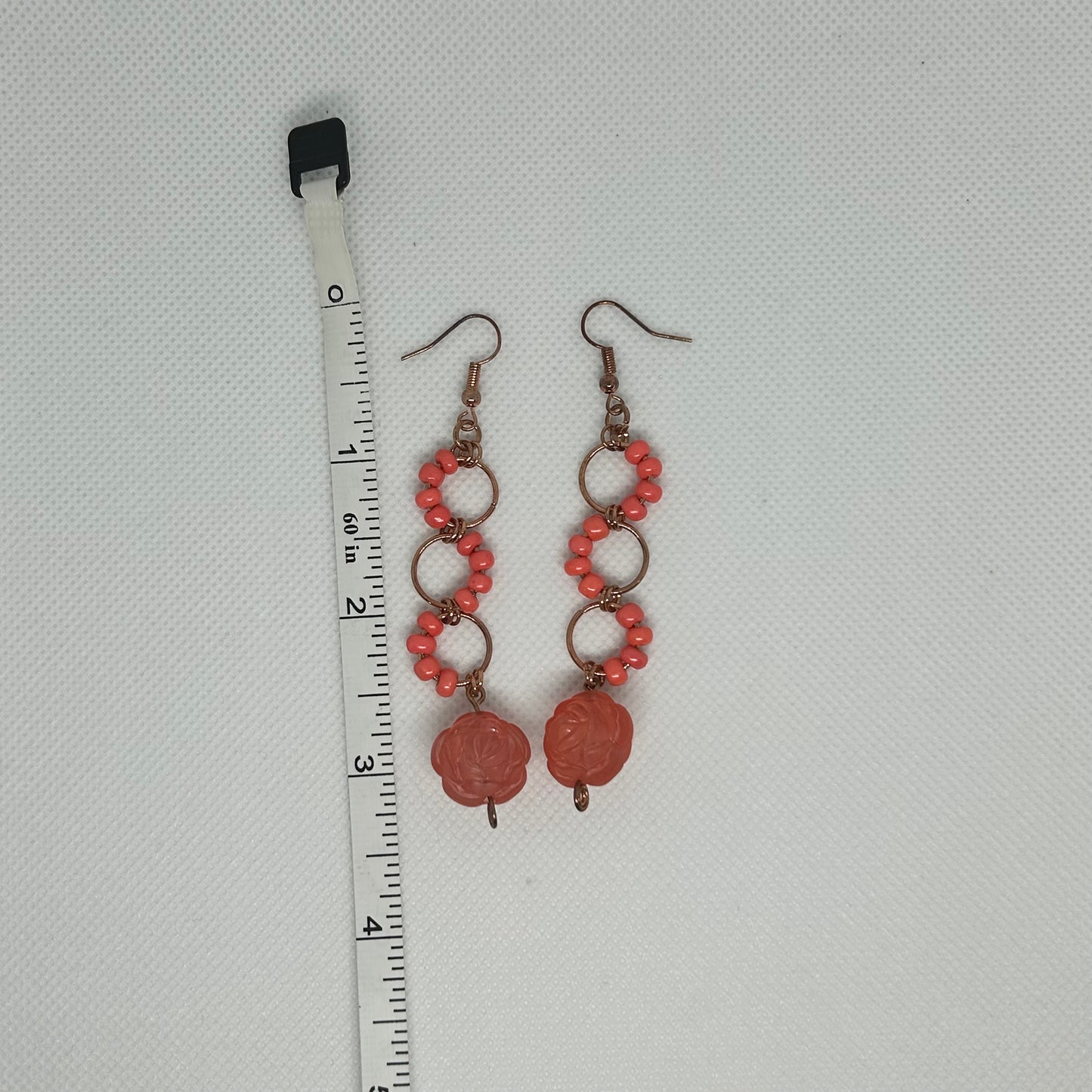 Rose Alternating Triple Ring Dangle Earrings